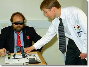 David Heath tries out the latest low -vision devices at Moorfields Eye Hospital